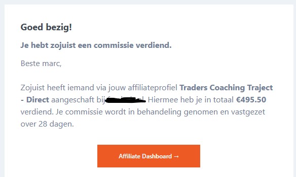 Op deze foto zie je Affiliate Commissies