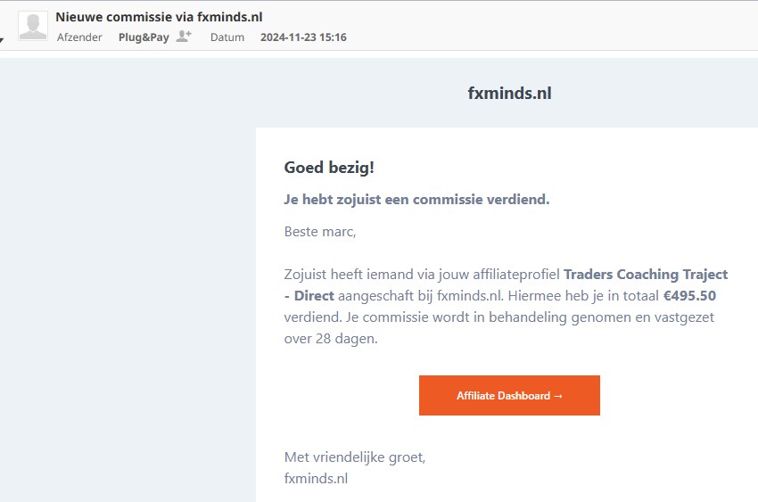 Op deze foto zie je affiliate marketing resultaten