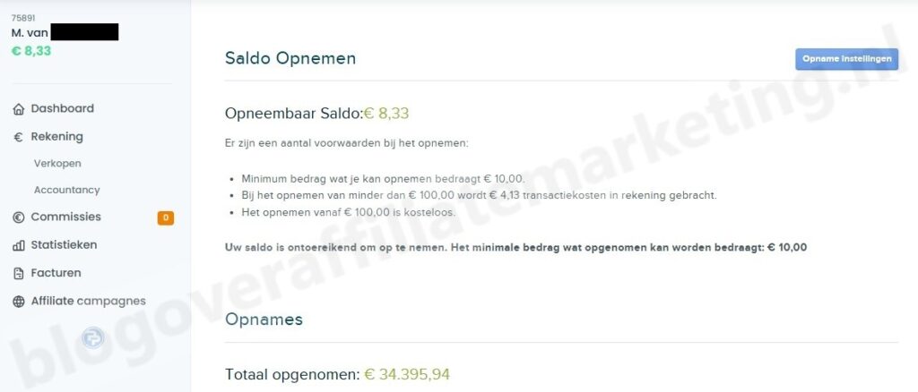 Op deze foto zie je het PayPro dashboard