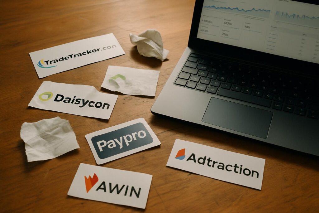 Op deze foto zie je voorbeelden van een affiliate netwerk